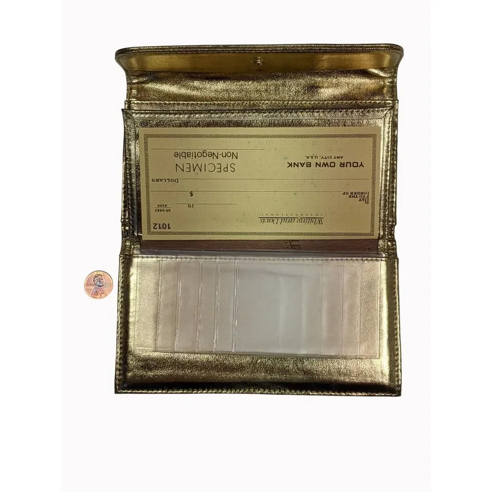 Vintage Whiting & Davis Gold Mesh Wallet Checkbook Clutch NOS Glam Coquette 70s